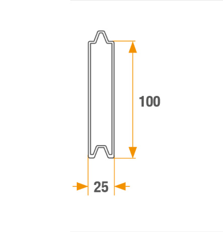 Tubular side plank 100 x 25 (t1 2004)
